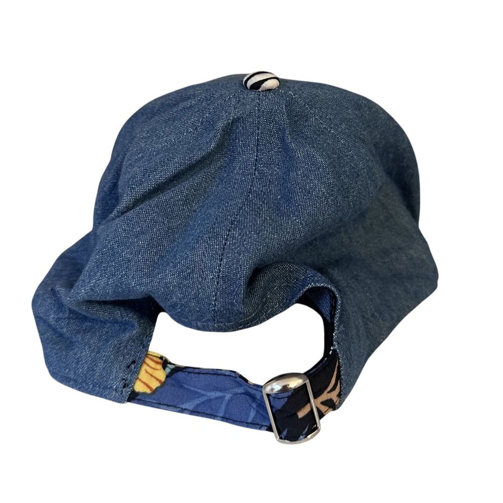 Disney Mickey Mouse Denim Floral Hawaiian Strapback Cap Adjustable Youth Blue - Picture 2 of 5